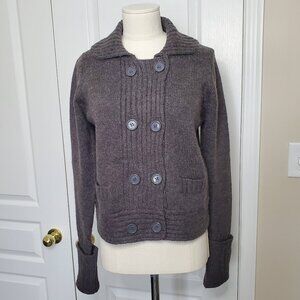 Jacob Chunky Knit Cropped Cardigan Grey Size M